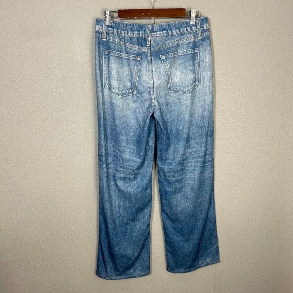 NEW Mila Rosabella Sweatpants Wide Leg Jean L Blue Elastic Waist Stretch NWT - Picture 3 of 7